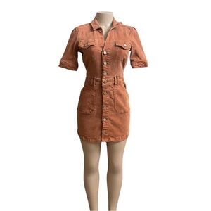 PAIGE Rust Button-Front Mini Dress